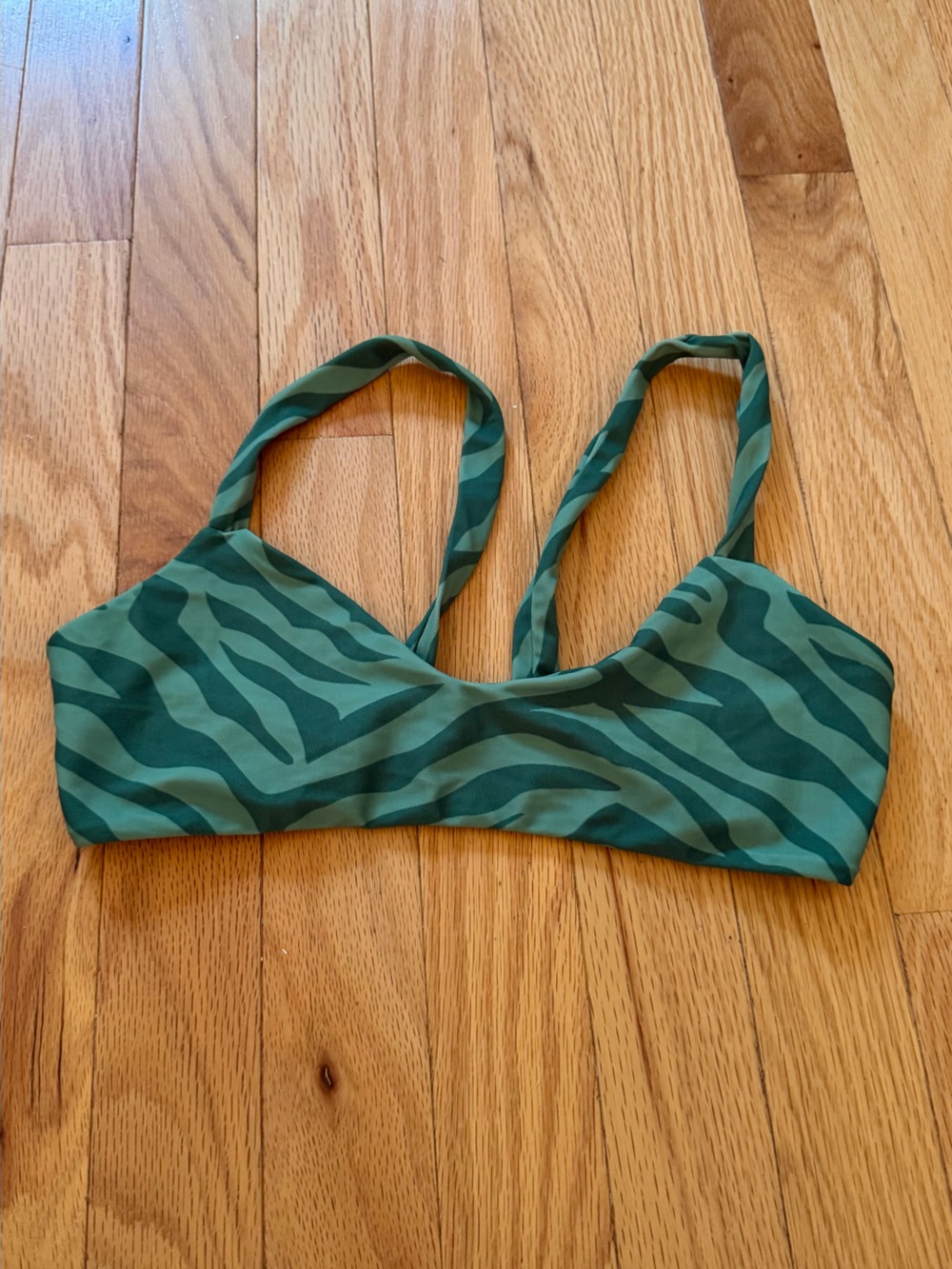 Green Zebra-Print Women’s Swim Top